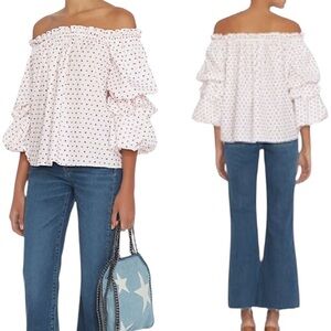 Caroline Constas Gia Ruffled Red Dot Top Intermix